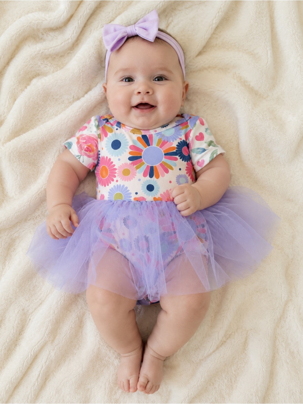 Mila & Rose floral colorful tutu bodysuit 3-6mo summer botique